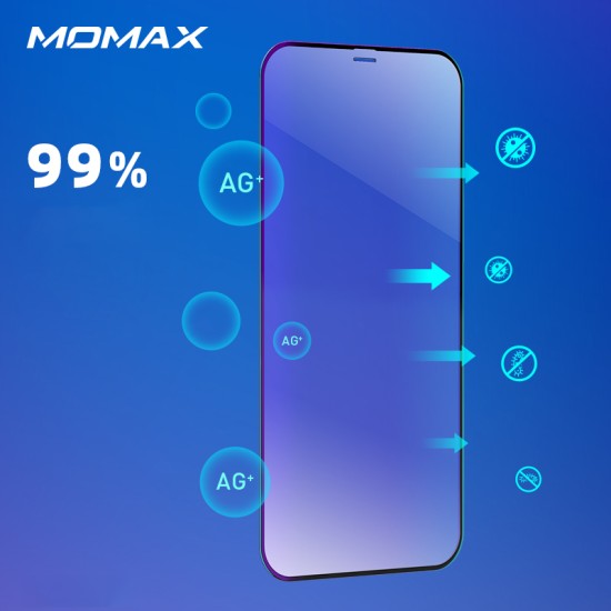 Momax Anti-bacterial Full Coverage Arc Edges AGC Glass Film for iPhone 12 mini (5.4) – Black