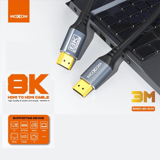 MOXOM MX-AX56 4K HDMI TO HDMI 3M CABLE BLACK