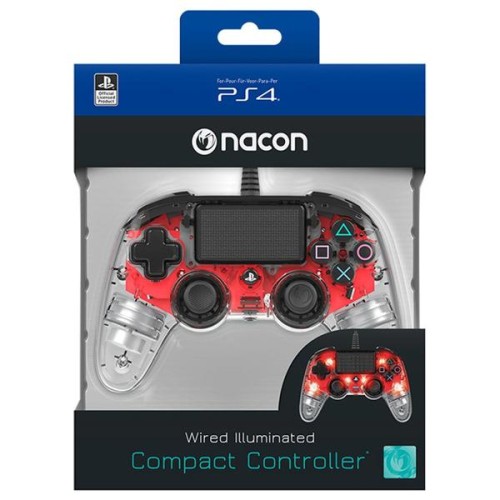 NACON Compact Wired Controller for PlayStation 4 - Crystal Red