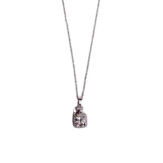 Jewellery Daimond Stone Cubic Silver Tone Necklace