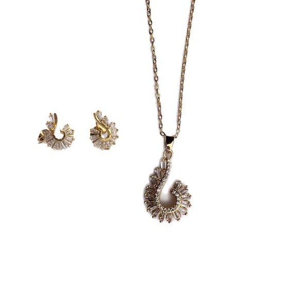 Jewellery Soiree leaf Gold Tone Earning Necklace Set