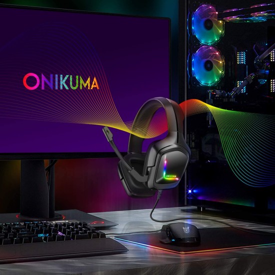 ONIKUMA K20 Advanced 4D Gaming RGB Headset - PS4 / Xbox / Nintendo / PC - Black