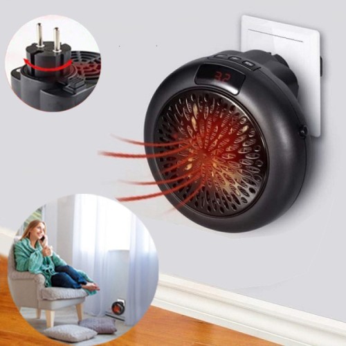 Mini Wall Outlet Wonder Heater Pro Electric 900W - Black