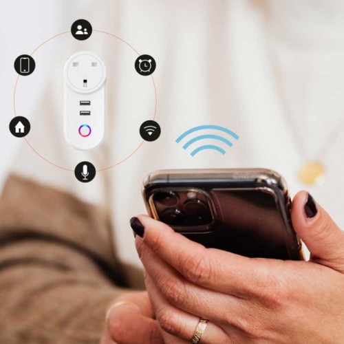 PORODO Smart Wifi Plug with Dual USB Charge PD-WFPU2-WH