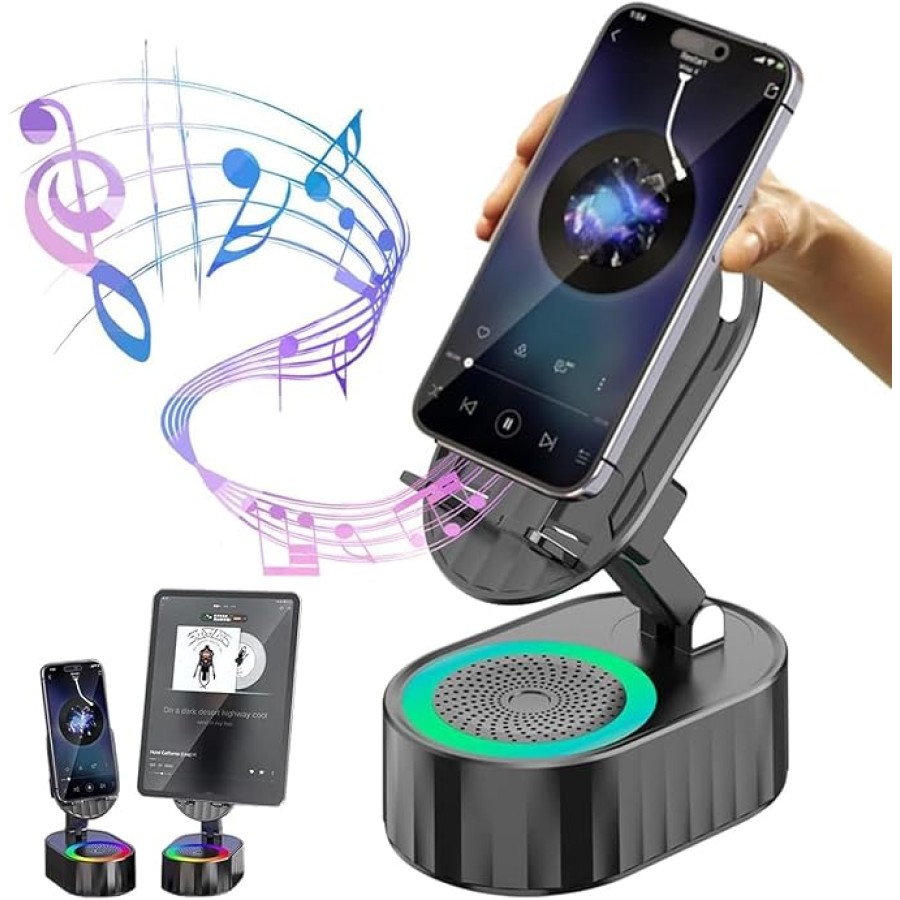 2-in-1 Bluetooth Audio Power Bank Stand – 300° Rotating & Folding Phone Holder