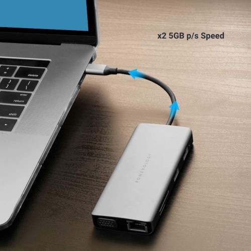 Powerology 11 in 1 USB-C VGA, Ethernet and HDMI Hub