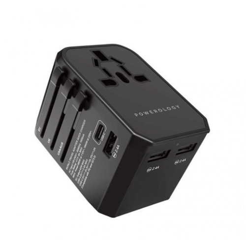 Powerology 45W Universal Travel Adapter - Black