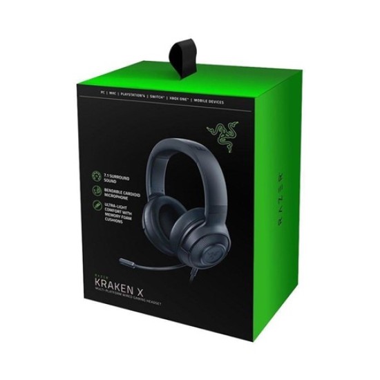 Razer Kraken X 7.1 Surround Sound Gaming Headset with Cross- Platform - Black