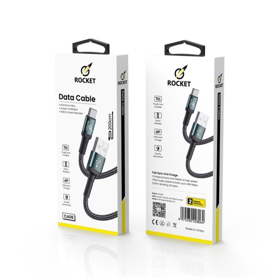 Rocket Data Type C to USB A Cable -2m