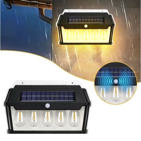 5 LED Solar Wall Powered Warm Light Garden Pathway Light with Motion Sensor - (HW 999-5W)