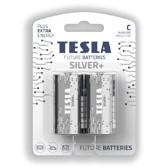 Tesla C Silver+ AlKaline Battries - 2 Pieces