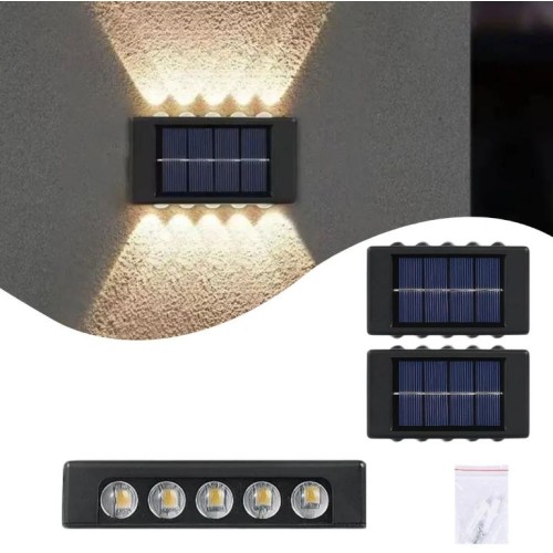 10LED Solar Outdoor Wall Lamp Light - 2PCS