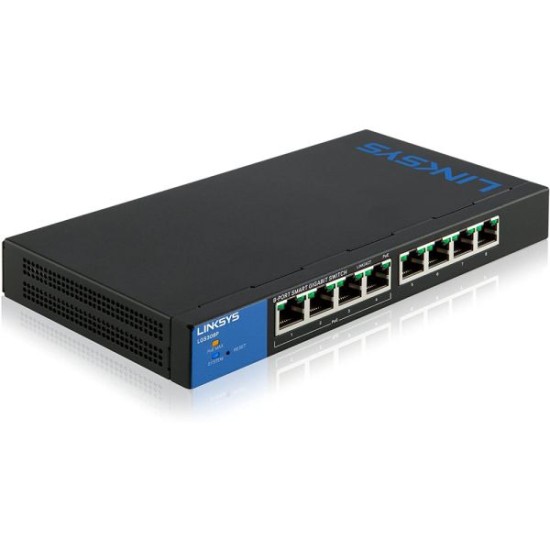 Linksys 8-Port Managed Gigabit PoE+ Switch With 2 1G SFP Uplinks 110W TAA Compliant - Black