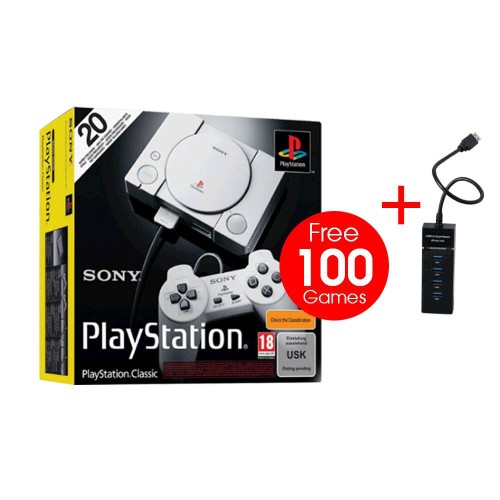 Sony PlayStation Classic Console with 100 Games With PS1 USB HUB