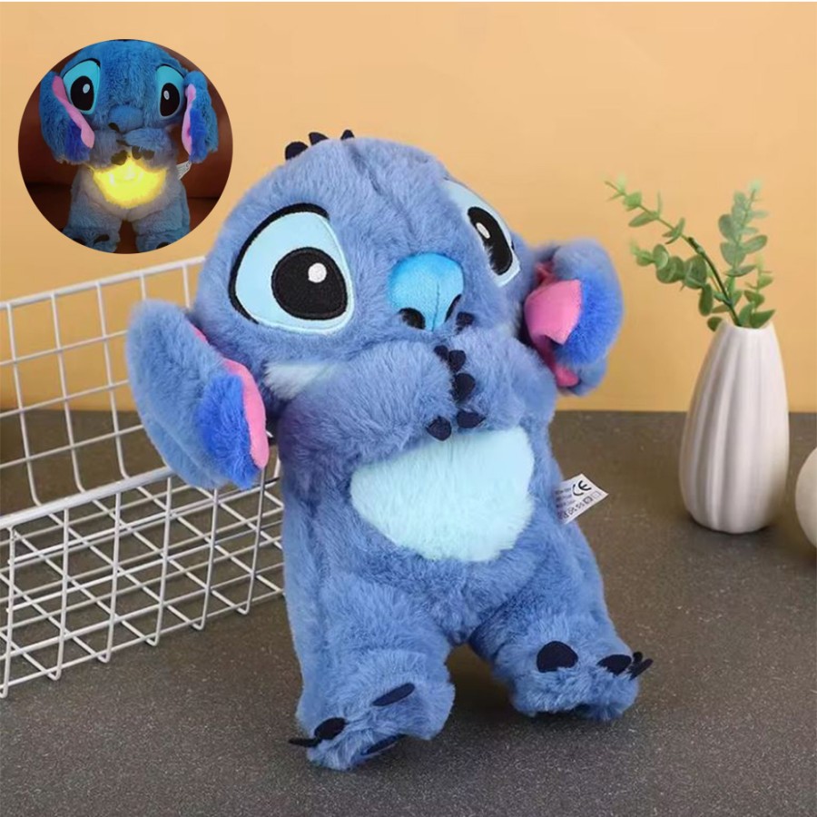 Disney Stitch Baby Breathing Bear Plush Soothing Music Sleeping Toy