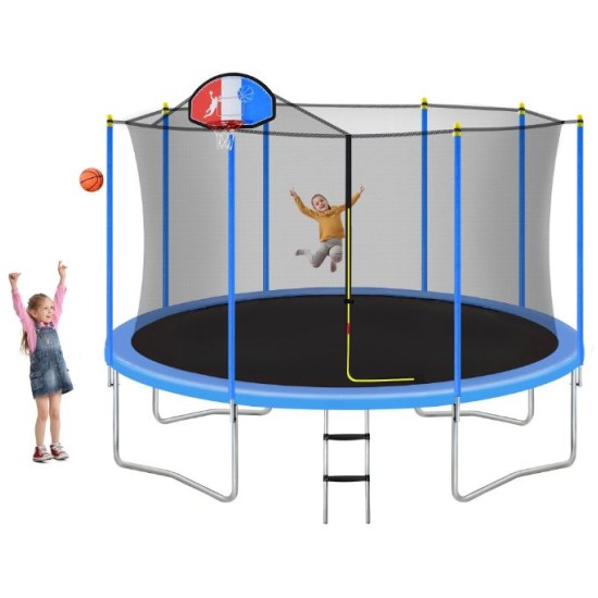 Jump N Joy Trampoline for Kids Indoor & Outdoor Net Safety -12FT