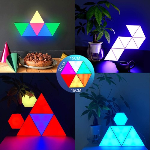 Triangle RGB MultiColor Wall Led Light, Usb Power Touch Sensor -6 Pack