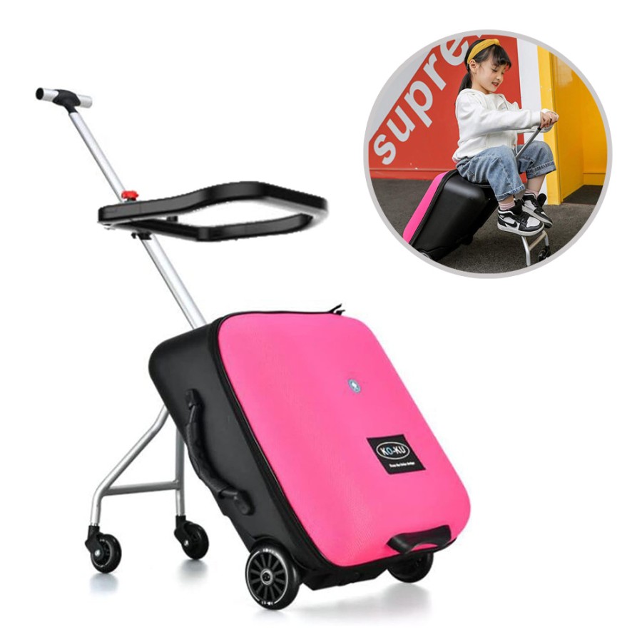 2-in-1 Children Ride-On Suitcase Luggage Travel Bag - Pink
