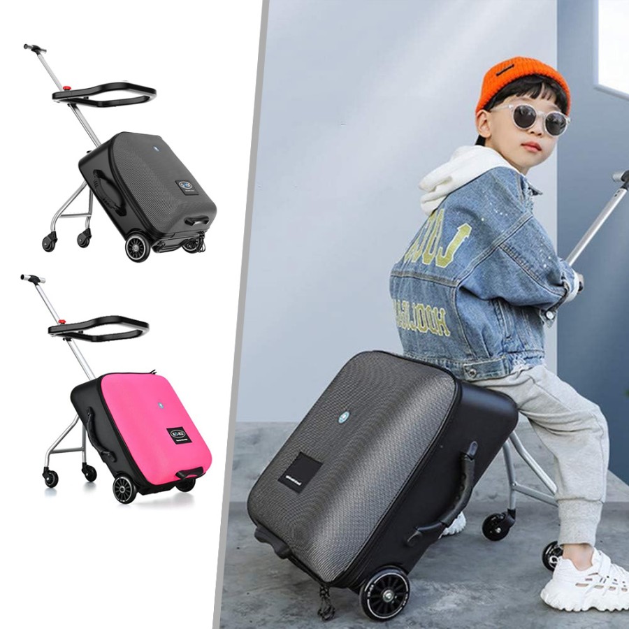 2-in-1 Children Ride-On Suitcase Luggage Travel Bag - Pink