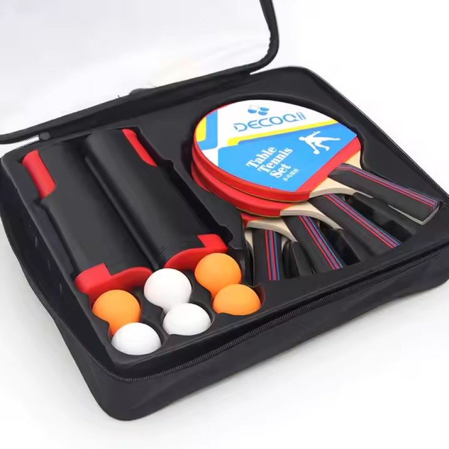 Table Tennis Set with 4 Rackets and 6 Balls With Retractable Net