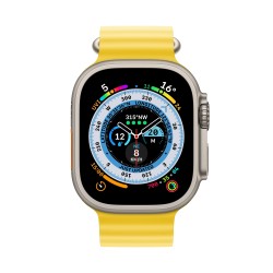 Apple Watch Ultra GPS + Cellular, 49mm Titanium Case with Yellow Ocean Band Apple Watch Ultra GPS + Cellular, 49mm Titanium Case with Yellow Ocean Band