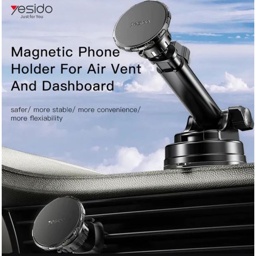 Yesido C160 Suction Cup Type Telescopic Rod Magnetic Car Phone Holder