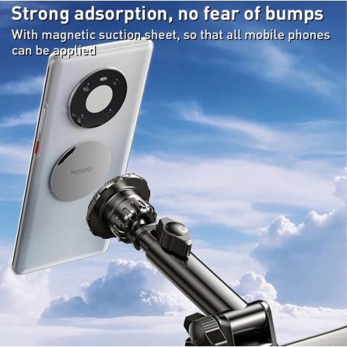 Yesido C160 Suction Cup Type Telescopic Rod Magnetic Car Phone Holder