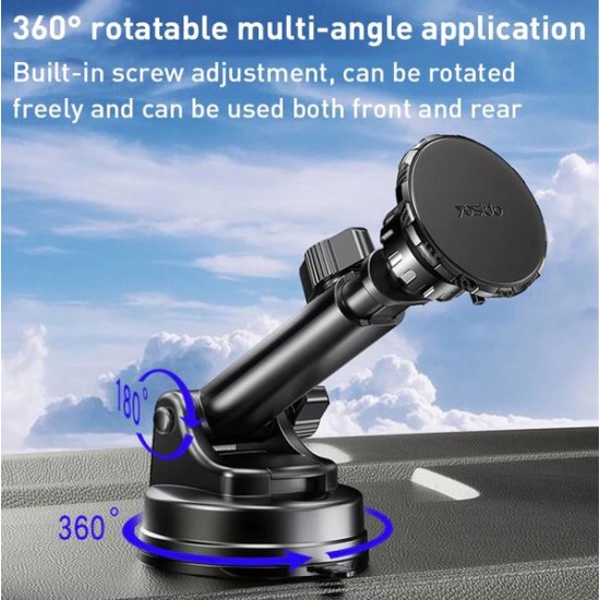 Yesido C160 Suction Cup Type Telescopic Rod Magnetic Car Phone Holder