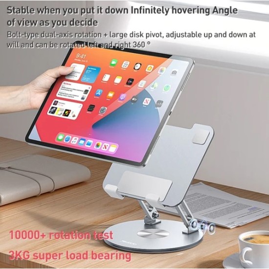 Yesido C293 360 Degree Rotating Foldable Tablet Desk Stand - Silver