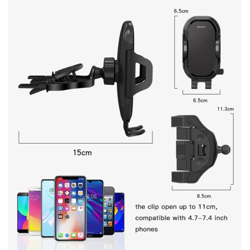 YESIDO C84 Gravity Combination CD Slot and Air Vent Clips Phone Holder